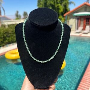 Green Aventurine necklace - 16 inches with heishi and silver  beads - HANDMADE